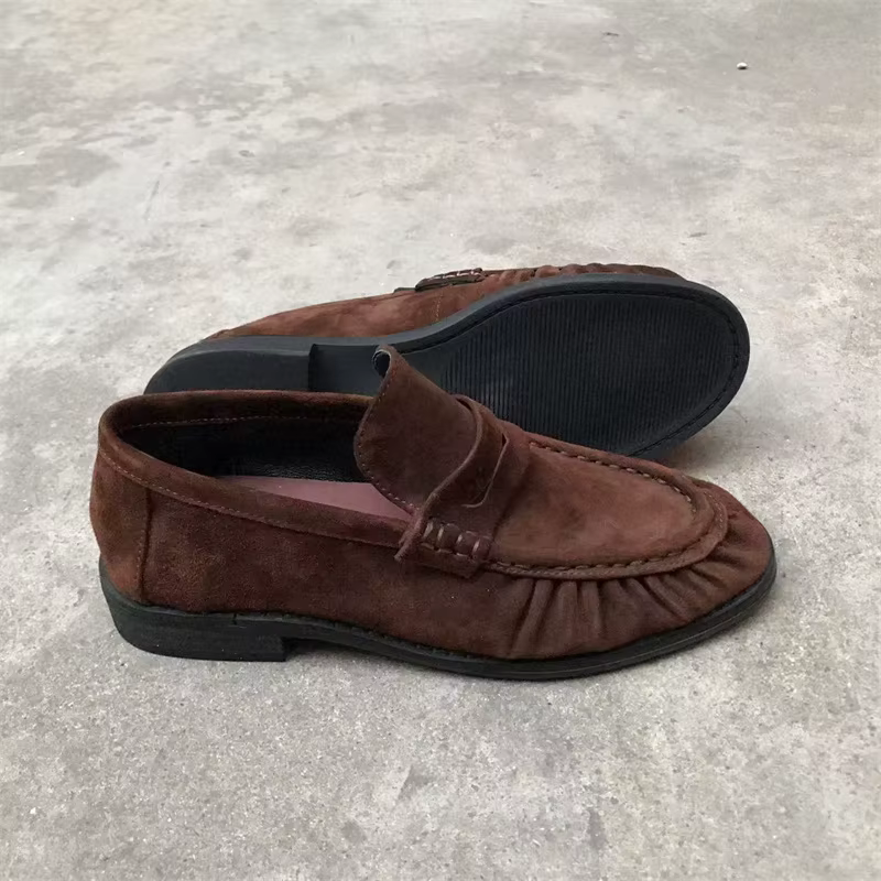 Chaussures pour femmes : Nouvelles baskets rétro françaises, mocassins en cuir faits main, chaussure