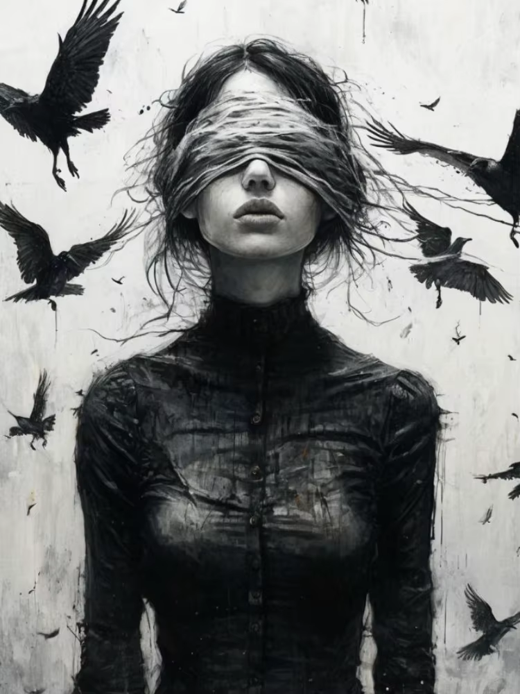 Peinture à l'huile par numéros style gothique pour fille : Portrait artistique gothique, toile peint