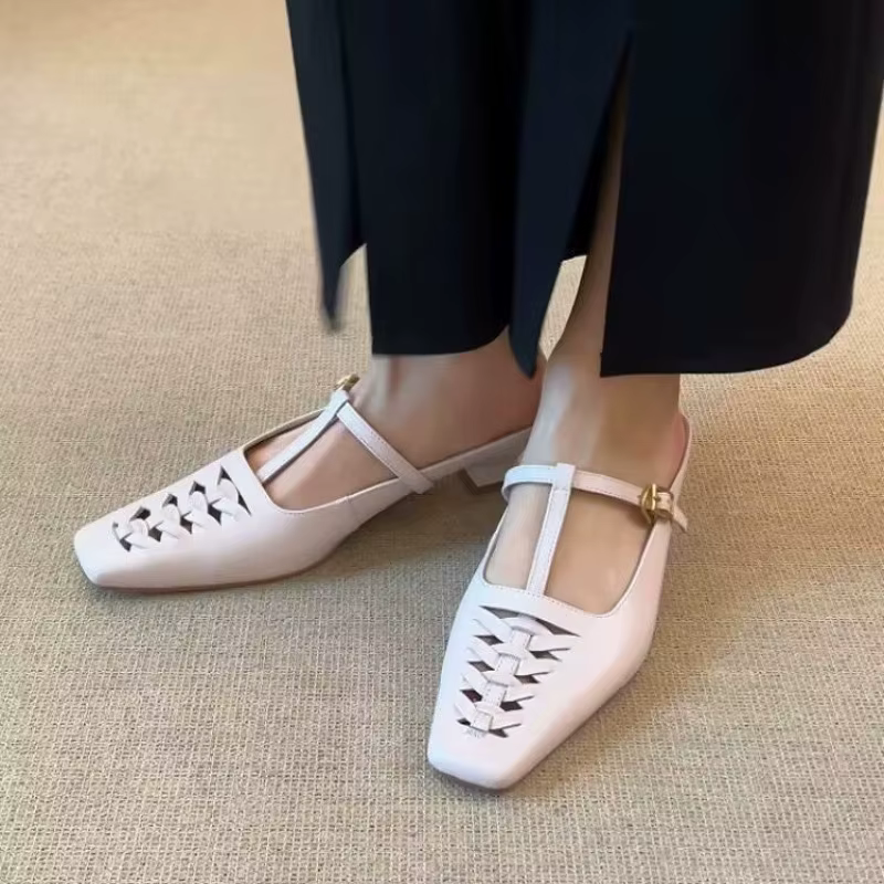 Chaussures d'été pour femmes, nouvelle mode, tissage creux, Mary Jane, Vintage, respirant, semelle s