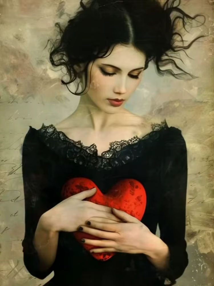 Peinture à l'huile par numéros style gothique pour fille : Portrait artistique gothique, toile peinte à la main, ensemble cadeau pour décoration murale à la maison