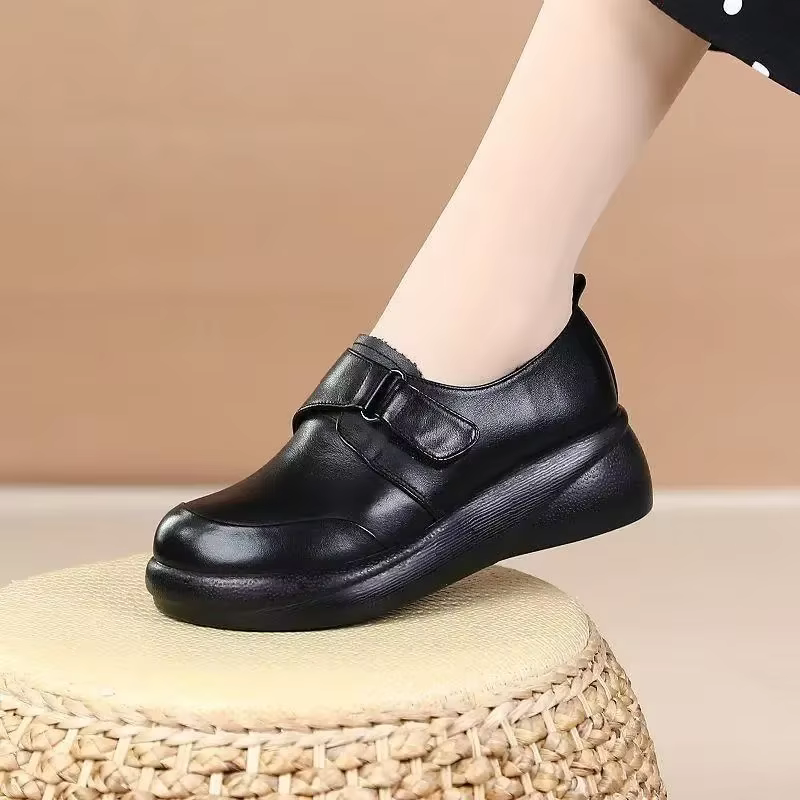Chaussures de bureau antidérapantes légères et de haute qualité pour femmes, chaussures plates décontractées noires pour le travail, fa740